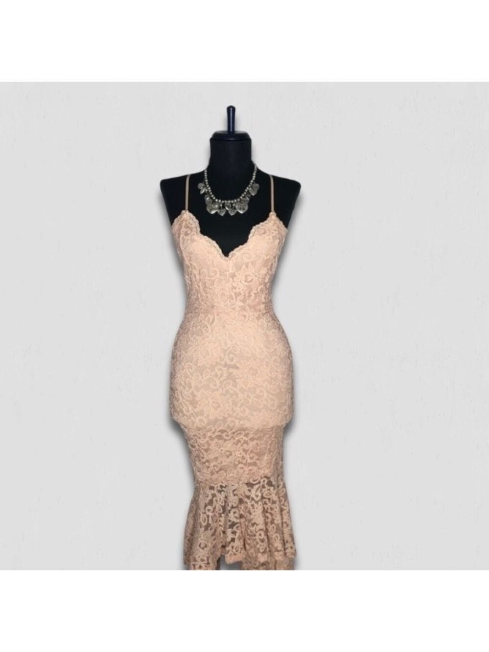 Windsor Chantilly Lace Blush Pink Bodycon Dress Large